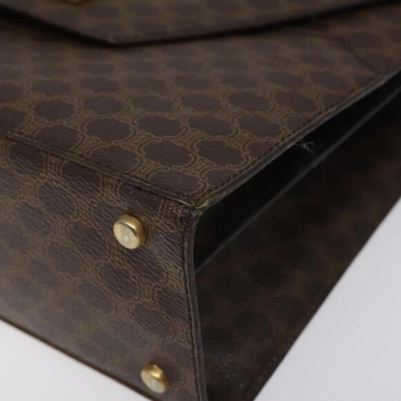 CELINE Macadam Canvas Shoulder Bag PVC Leather Brown Gold - Picture 12 of 16